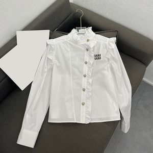 Beyaz Kadın Tişört Bluz Zarif Tasarımcı Üstler Uzun Kollu Bloomes Lüks Yaz Günlük Günlük Gömlek