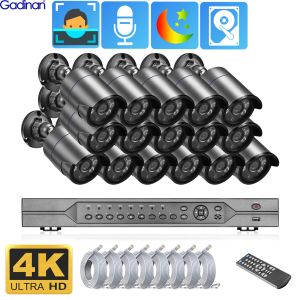 System Gadinan 4K 8MP PoE Camera System Video Surveillance Kit CCTV 4MP Set Security Protection Outdoor Indoor 16CH Color Night Vision