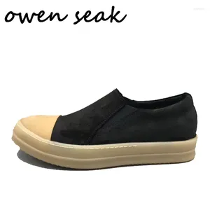 Casual Shoes 2024ss Owen Seak Women Loafers Luxury Trainers Genuine Leather Slip-On Autumn Flats Black Sneaker Big Size