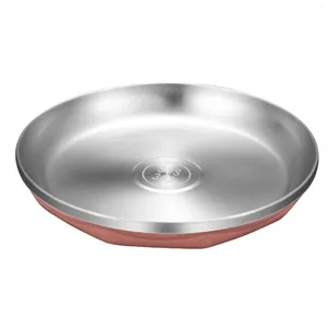 Plates Stainless Steel Dinner Plate Anti Scalding BBQ Camping Dessert Dish Double-layer Humanized Design Brand