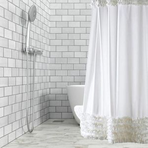 Shower Curtains Ruffles Curtain Liner Water Repellent Mildew-Free Polyester Bathroom