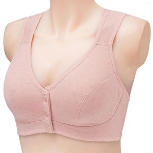 Bras Front Firlure Bra Mulheres Plus Size Push Up Bralette Roupa de meia-idade e antiga algodão completo sem fio de algodão