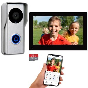 Interfone 7 polegadas 1080p Touch Screen Video Intercom Smart Wi -Fi Video Doorbell System Doorbell Phone da porta da porta para a campainha do apartamento em casa