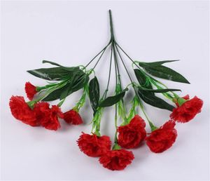 Kwiaty dekoracyjne 1 bukiet 10 Carnation Głowa sztuczne plastikowe sztuczne rośliny Ake Christmas Home Party Work Wedding Decor