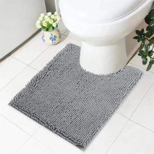 Bath Mats U-Shaped Chenille Toilet Rug Absorbent Quick Dry Soft Bathroom Plush Carpet Floor Decor Anti-Slip Shower Pad Mat