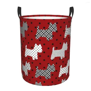 Laundry Bags Westies Polka Dot Cartoon Pattern Basket Collapsible West Highland White Terrier Dog Clothes Toy Hamper Storage Bin