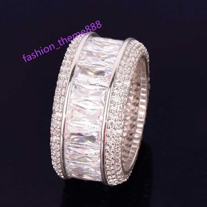 Size 712 Hip Hop Cubic Zircon Men Baguette Rings Jewelery Gold Sliver Micro Paved Ring Gift4946214