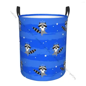 Laundry Bags Dirty Basket Foldable Organizer Cute Raccoon Princess In Crown Clothes Hamper Home Storage