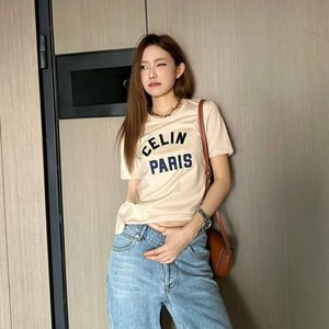 CE Home 24SS New Blue Letter Sticker Light Yellow Versatile Women's T-shirt Nanyou High Quality