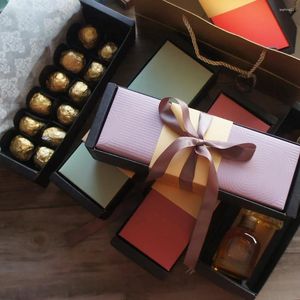 Present Wrap 23 7.8 6cm 10set Wave Mönster Pure Color Valentine Chocolate Candy Paper Box Design Wedding Christmas Birthday Packaging