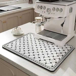 Bord Mattor Kaffestillverkare Mat Absorbent Geometriskt tryck Vattentät fläcksäker bänkskiva Espresso Maskin Disken Torkning Kök Tillbehör