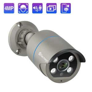 Kameror Techage 4MP Poe Camera AI SMART Tvåvägs Audio Outdoor Face Detection IP66 Vattentät CCTV Video Surveillance IP Security Camera