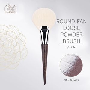 Chichodo Makeup Brushes-Peach Blossom Series-Big Powder Brush Single Luxury Ebony Professional Flat Fan Mixed Hair Make Up Brush 240327