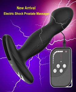 強力な電気ショック前立腺マッサージャーリモートコントロール10種周波数電気肛門プラグ刺激装置の大人の大人の男性6015671