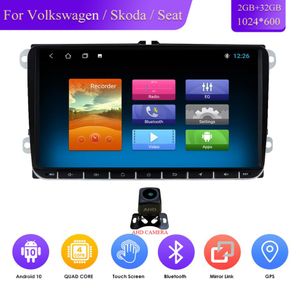 Bil multimedia spelare android 10 gps 2 din bil autoradio radio för vwvolkswagengolfpolopassatb7b6seatleonskoda mic swc5106949