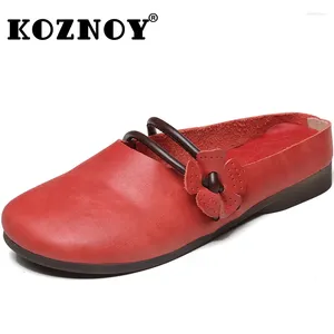 Casual Shoes Koznoy 1cm Flats Loafer Soft Soled Good FlatSpushioning Flexible Cozy Cow äkta läder Summer Slipper Women Lightweight