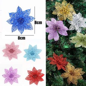 Dekorative Blumen 10pcs/Set Weihnachtsbäume Weihnachtsdekor Glitter Med Birthday Party 8cm