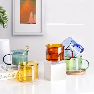 Vinglas Modern Simple Color Double Layer Anti-Scaling Glass High Temperatur Office Coffee Cup Creative Light Luxury With Styrbar