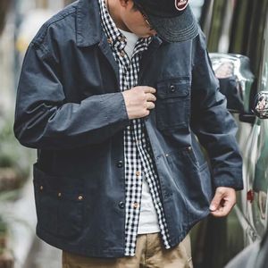 Maden Men Vintage Navy Coats luźne komfortowe kurtka hombre do stare ubrania Asymetryczne kieszenie plus size 2xl man Casual 240321