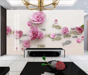 Tapeten Tapeten Nordic Tapete Wandbilder Blumen Geometrisches Muster 3d Wandschlafzimmer PO Papiere Kunstdekor Florale Leinwand Kontaktpapier