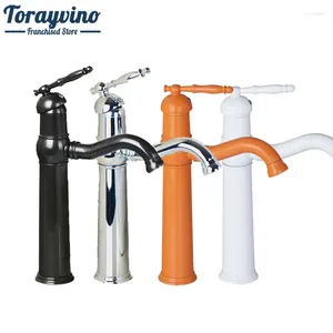 Bathroom Sink Faucets Torayvino Basin Mixer Faucet White/Orange Painting Chrome Polished/Black Vanity Water Tap