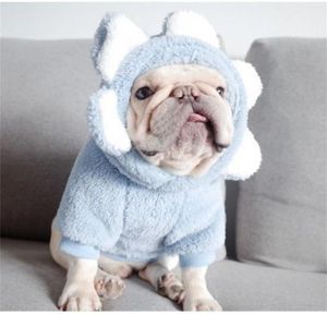 Hundkläder vinterrock för valp varma fleece hoodies söta björn design husdjur pjs jumpsuit mjuka kalla väderkläder katter