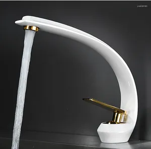 Bathroom Sink Faucets Gentlefans Modern Unique Design White WATERFALL Faucet High Quality Round Handle Cabinet Mixer Sale No.124