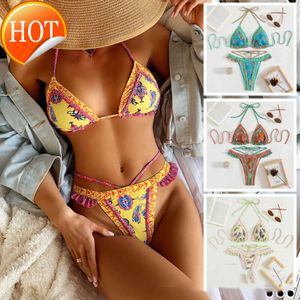 2024 Designer de alta qualidade Apresenta feminina Sexy Print S Micro Women Women High Chaist Cut Swimsuit Brasquiny Beachwear