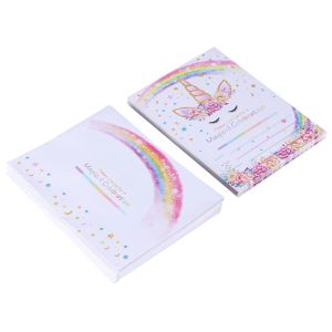 Karten 24 PCs Hochzeit Einladungspapierkarte Romantikparty Dekoration Geburtstagskarten Baby Einhornumschlag Gunst