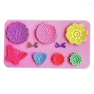 Baking Moulds 2024 Cute Butterfly Heart Lace Silicone Mold Wedding Cake Decoration Mould Sugar Craft Fondant Chocolate Pastry Tool