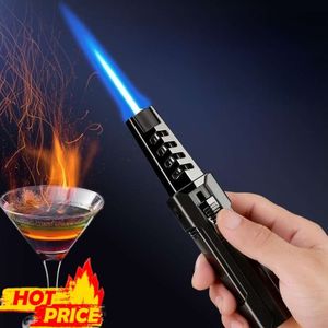 Hot Metal Turbo Blue Flame Without Gas Lighter Spray Gun Kitchen Cooking Smoking Accessories Windproof BBQ Jewelry Welding Cigar Lighter