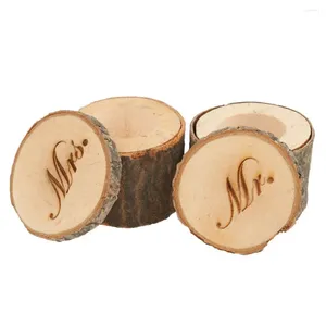 Gift Wrap 1 Pair " Mr & Mrs Wooden Ring Box For Wedding Supplies Propose Marriage Lover Anniversary Valentine Gifts