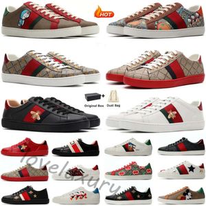 Scarpe da design di lusso da uomo Cartoni da donna Cartoni da donna Casual Gicci Shoe Bee Ace Genuine Scappose da ricamo a serpente Sneakers classico Sneaker 35-46