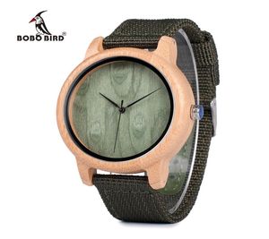 Bobo Bird WD11D12 Wood Bamboo Watch Mens 여성 브랜드 디자이너 시계 시계 소프트 나일론 밴드 상자 선물 상자 RELOGIO MASCULINO 210304730200