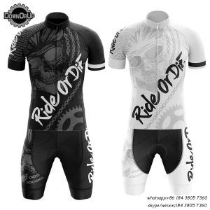 Conjuntos Ride ou Die Black/White Men Jersey Cycling Set Cycling Jersey 9D Gel Breathable Pad Suit Mountain Bike Maillot Ciclismo Hombre