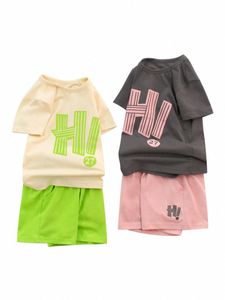 Zestawy ubrań dla niemowląt Letnie koszulki i szorty Zestaw stroje maluchów chłopiec dres śliczny garnitur zimowy moda dla dzieci ubrania 0-4 lata g9tp#