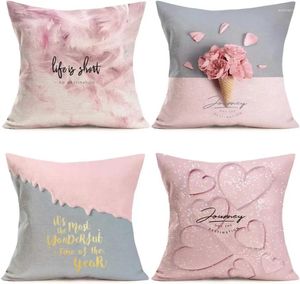 Pillow Pink Sweet Series Printing Travel Decorative Letters Cover Square Home Sofa Bed Summer