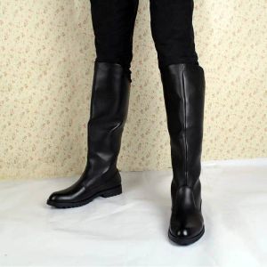 boots Fashion Mens Black Knee High Boots British Desiger Back Zip Long Motorcycle Shoes Antique Cosplay Army Botas Casual Comfort Warm