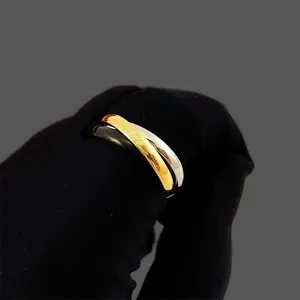 Luxury designer rings wedding engagement trinity fashionable plated gold rings for women outdoor three colors and three rings birthday gift zh213 H4