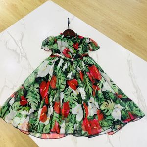 ハイエンドの子供服の花のドレスベビーサマービーチプリンセスブランド服グリーンガール240329