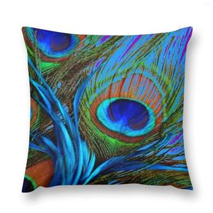 Pillow BABY BLUE PEACOCK FEATHERS ABSTRACT Throw Decorative Sofa Cover Covers
