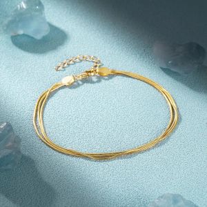 Kolyeler Roxi 925 STERLING Gümüş Üç Üçlü Yılan Zinciri Bilezik Kadınlar İçin Düğün Partisi 17cm+3cm Bileklik Pulseras Takı Bijoux Femme