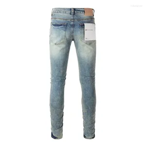 Calça feminina Jeans de marca roxa 1: 1 2024 Slim Moda Hipster High Street Patches fazem personalidade antiga de patches