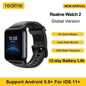 Watches Realme Watch 2 1.4 '' Pekskärm Smart Band 90 Sportlägen 12Day Battery Life Blood Oxygen Heart Monitor IP68 Smartwatchs