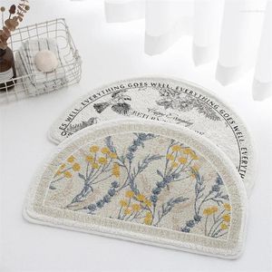 Mattor Semicircle Floral Flower Shower Mat Microfiber BathTub Floor Door Entrance Mats Pet Rug Doormat For Badrum Mjuka mattor