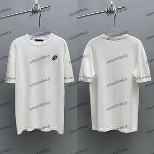 xinxinbuy män designer tee t shirt 2024 Italien yllebrev broderi ärm stickad skjorta kort ärm bomull kvinnor grå svart vit xs-l