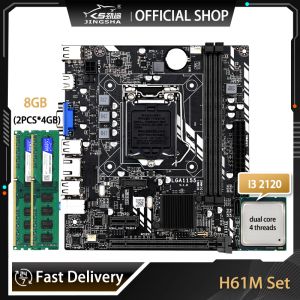 Pads H61 Pc Motherboard Lga 1155 with Core I3 2120 Cpu and 2*4gb=8gb Ddr3 1600mhz Memory H61m Kit Plate Pc Gamer Placa Mae 1155