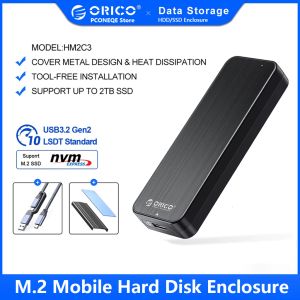 Hinges Orico M2 Nvme Enclosure Usb3.2 Gen2 Type C 10gbps Pcie Ssd Enclosure M2 Ssd Case Builtin Metal Heat Sink Solid State Drive Case