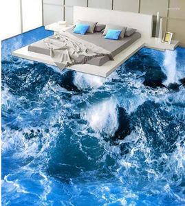 Wallpapers Po Floor Wallpaper 3d Stereoscopic Wave Bathroom Bedroom Waterproof Mural Painting