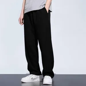 Men's Pants Men Sweatpants Comfortable Solid Color Elastic Waist With Pockets Soft Comfort Wide Leg For Male 2024